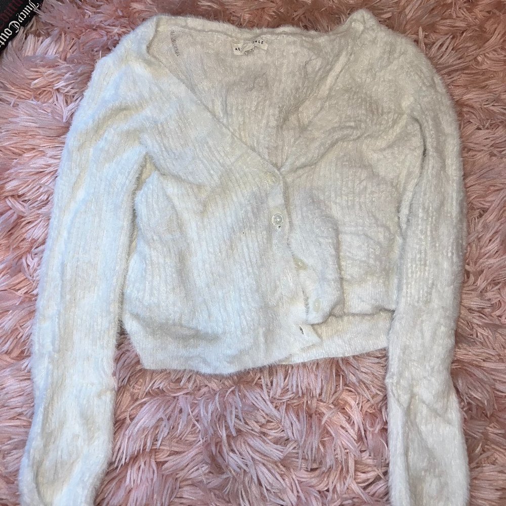 Fluffy White Cardigan